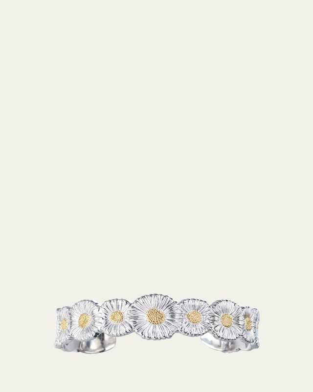 Blossoms Daisy Sterling Silver and 18K Yellow Gold Slim Cuff